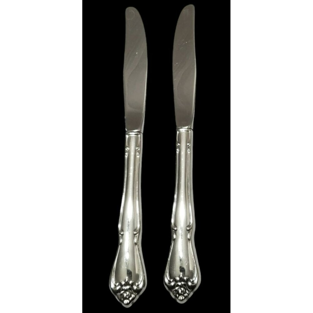 Oneida Rogers True Arbor Rose 2 Dinner Knives Stainless Replacement Butter Knife